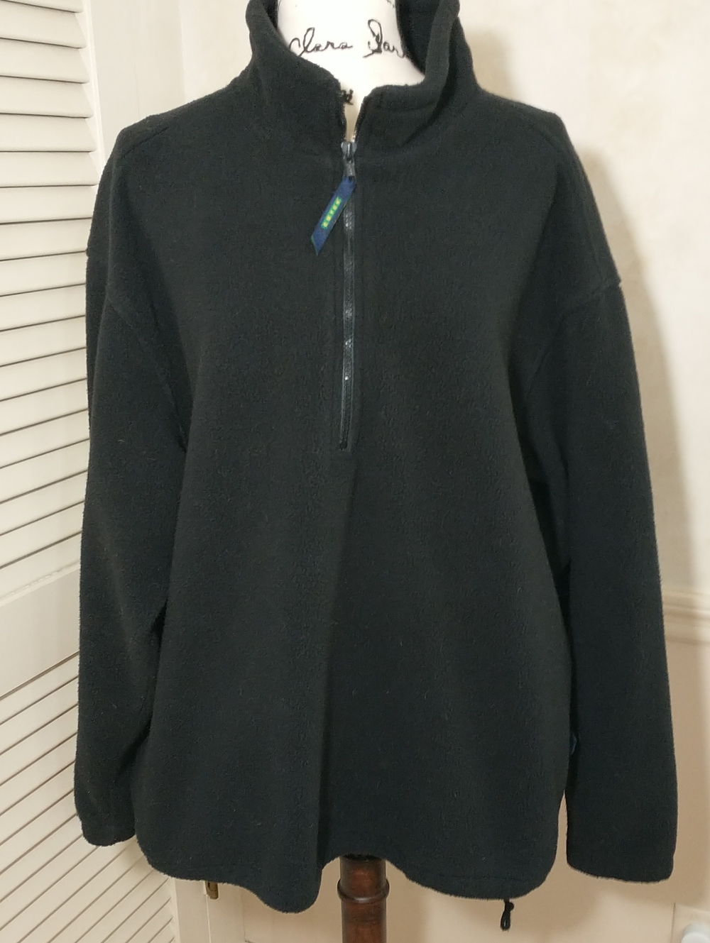 EBTEK Eddie Bauer, Men's Large, Fleece Quarter Zip Pullover, Toggle Waist, Black